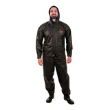 Capa De Chuva Moto Impermeável Pvc Com Capuz Preto Masculino