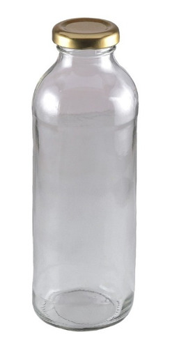 Botella Vidrio Jugo 330cc Con Tapa Rosca Metal X 48 Unidades
