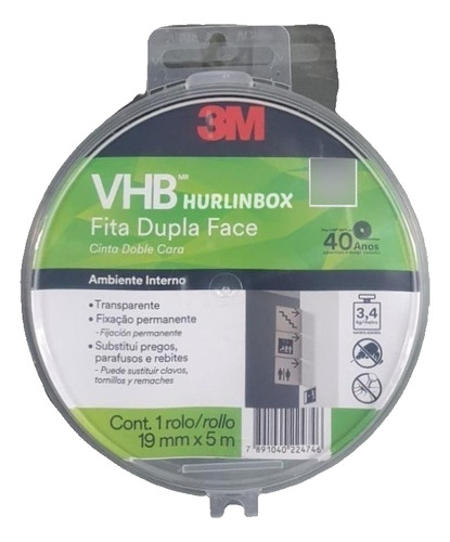 Cinta Doble Contacto Faz 3m Vhb 4910 Para Interior 19mmx5mts