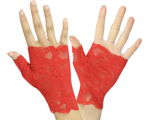 Tobeinstyle Guantes Sin Dedos De Encaje Para Mujer - Talla Ú