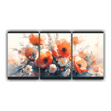 60x30cm Set 3 Canvas Hermoso Fantasia A Poppies Vibrants