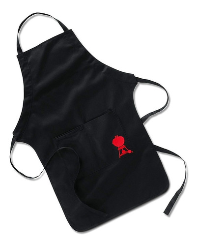 Weber Style Delantal Mandil Para Parrillero Carne Asada Color Negro Diseño De La Tela Negro Con Logo Rojo