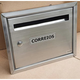 Caixa Correio Inox Vertical Abertura Frontal Frente Escovada Cor Prateado