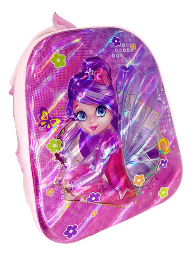 Mochila Escolar Jardin Primaria Nenas 3 D Holograma Liviana