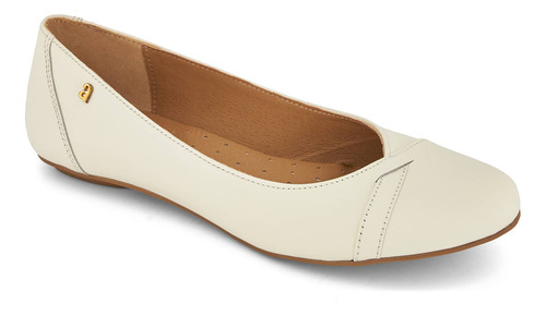 Flat Casual Andrea De Piel Tipo Ballerina Para Mujer Beige