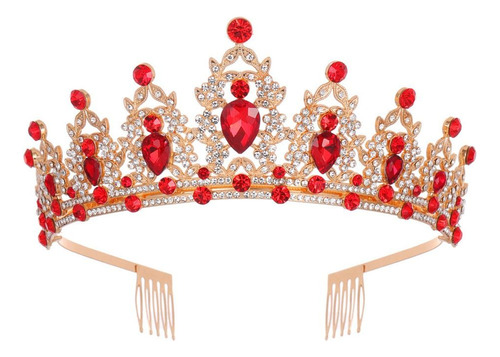 Corona: Tiara De Cristal Con Diamantes De Imitación, Lujosa