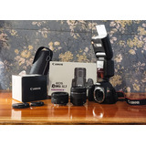 Canon Rebel Sl3: Combo Com Lente Kit 18-55mm + 50mm + Flash 