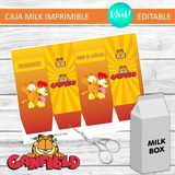 Caja Grande Milk Box Imprimible Editable Garfield