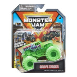 Vehículo Monster Jam Grave Digger Spin Master Truck Verde