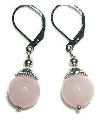 Pendientes De Cuarzo Rosa Piedra Preciosa Semipreciosa Metaf