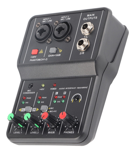 Mezclador De Audio De 2 Canales Usb 48v Phantom Power Compac