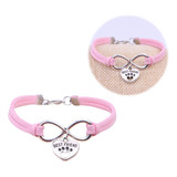 Pulsera Infinito Corazón Patita De Perro Best Friend Rosa