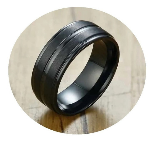 Anillo De Acero Negro Hombre Acero Quirúrgico Simil Titanio 