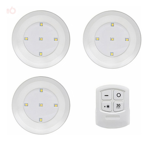 Kit 3 Luminária De Sobrepor Teto Spot Led 5 W Sem Fio Closet