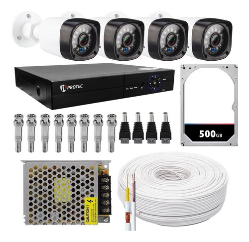 Kit Segurança 4 Câmeras Digitais Dvr Multi Hd 500g Cabo Hdmi