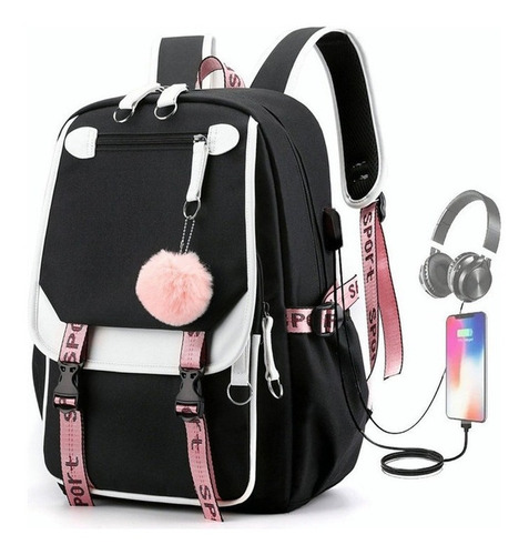 Mochila Usb Kawaii De Moda Juvenil De Estilo Coreano