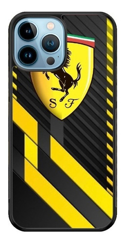 Funda Protector Para iPhone Ferrari Lineas Cars Amarillo