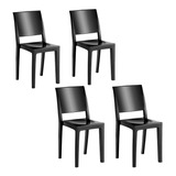 Conjunto 4 Cadeiras Plásticas Hydra Plus Cristal Uz Preto - 