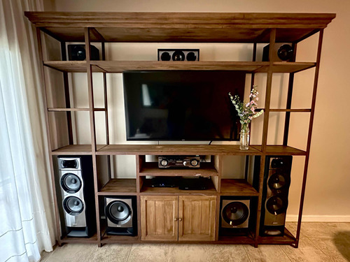 Mueble Rack En Hierro Y Madera Ideal Tv Home Theater Unico