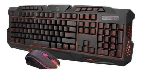 Kit Teclado Y Mouse Alámbrico Gaming Iluminado Led Multimedi