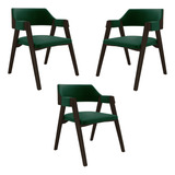 3 Cadeiras Jantar Jogos Madeira Poker Veludo Verde/capuccino