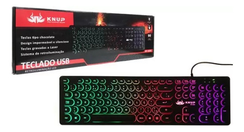 Teclado Gamer Para Jogos Semi Mecânico Led Teclas Macias 