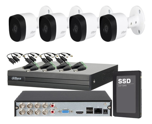 Kit Dahua Dvr 8ch + 4 Camaras Full Hd 2mp Lente2.8 Disco Ssd