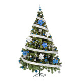 Arbol Navidad Tronador Lujo 1,50mts + Kit 40 Deco Azul Plata