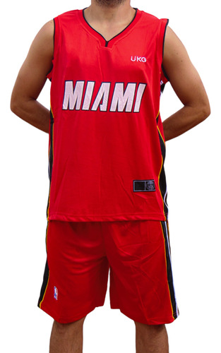 Conjunto - Uniforme Nba Adulto Miami Rojo