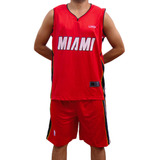 Conjunto - Uniforme Nba Adulto Miami Rojo