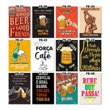 Kit 10 Quadros Placas Decorativas Bar Cerveja Area Gourmet Frases Bebidas