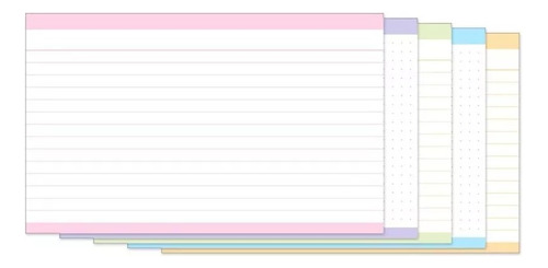Fichas Estudos Tarjas Coloridas Pautadas Pontilhadas Tilibra