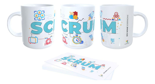 Caneca Scrum Arte, Porta Copos + Tecnologia + Seu Nome