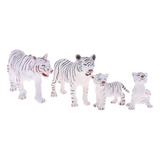 4 Piezas Simulación Blanco Tigre Figura Juguete Modelo