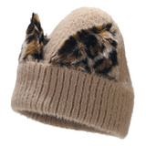 Ihauiue Gorro Con Estampado De Leopardo Y Orejas De Gato Gor