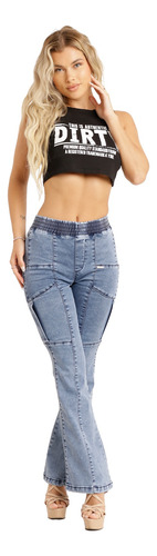 Jeans Leggins Flare Celeste Je3645c