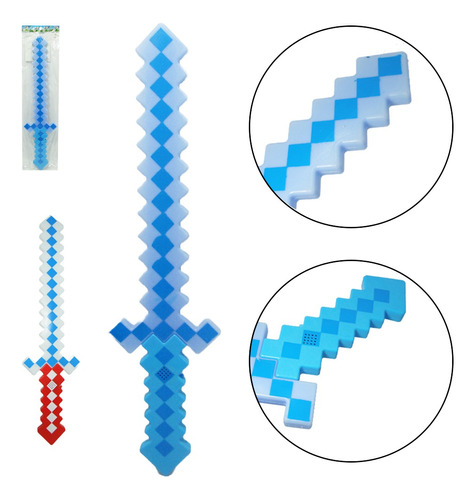 Espada Estilo Minecraft Diamante C/ Som E Luz 58cm - A Pilha