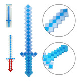 Espada Estilo Minecraft Diamante C/ Som E Luz 58cm - A Pilha