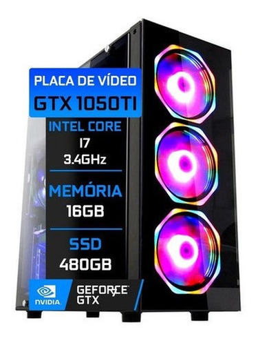 Pc Gamer Fácil Intel Core I7 16gb Gtx 1050ti Ssd 480gb 500w