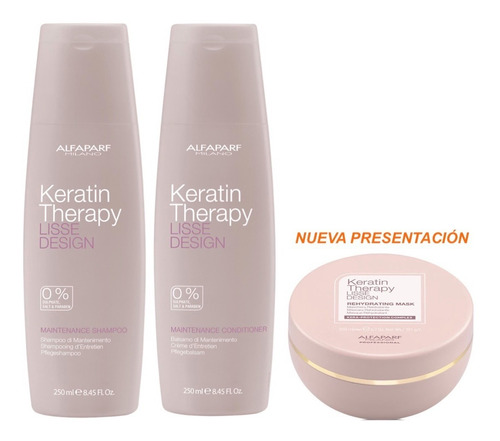Kit Alfaparf Kertain Therapy Lisse Shampoo Conditioner Mask