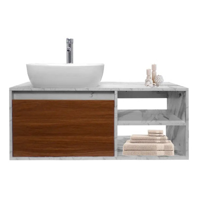 Gabinete De Baño Para Lavabo Decomobil Sin Llave Ni Lavabo Cantidad De Agujeros Para Llave Sin Agujeros Mueble Blanco - Nogal Neo