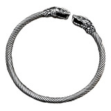 Pulsera Aro De Acero Color Plata Cabezas Serpiente Hombre