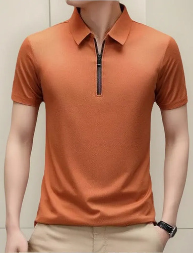 Camisa De Seda Masculina Manga Corta Casual