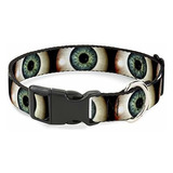 Cat Collar Breakaway Vivid Blue Eyeball Black 8 To 12 Inches