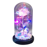 Para Rosa En Cristal Con Luces Led Coloridas, Regalo De