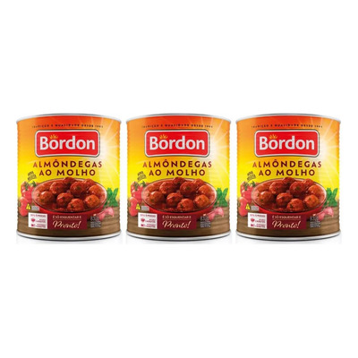 Kit C/3 Almôndegas Ao Molho Bordon Lata 830g