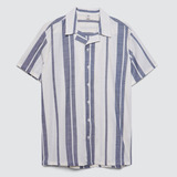 Camisa Hombre Ostu M/c Azul Algodón 60010605-51