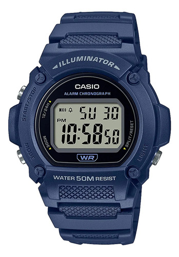 Reloj Casio W219h-2a Para Hombre Iluminador 5 Atm Digital