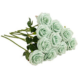 Rosas Artificiales De Seda 10u. Verde Sage
