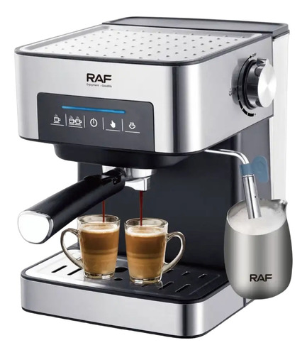 Máquina Café Espresso Espumador De Leche Antigoteo Raf R.136 Color Plateado